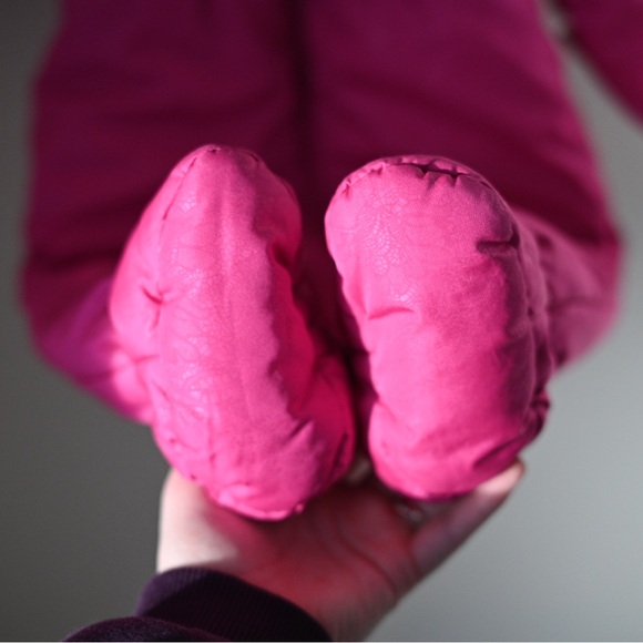 Rothschild 12M Infant Girls Snowsuit In Vibrant Pink with Floral Embossed Design - Picture 5 of 15